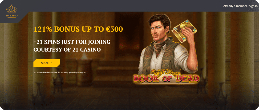 21 casino signup bonus