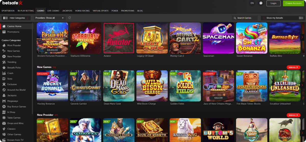 Betsafe Casino Games