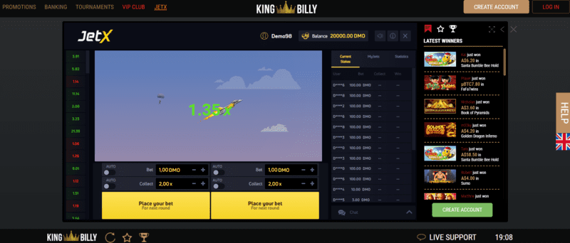 King Billy Casino instant game
