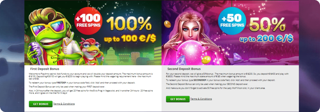 Playamo Casino Bonus offers
