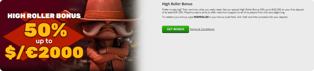 Playamo Casino Highroller bonus