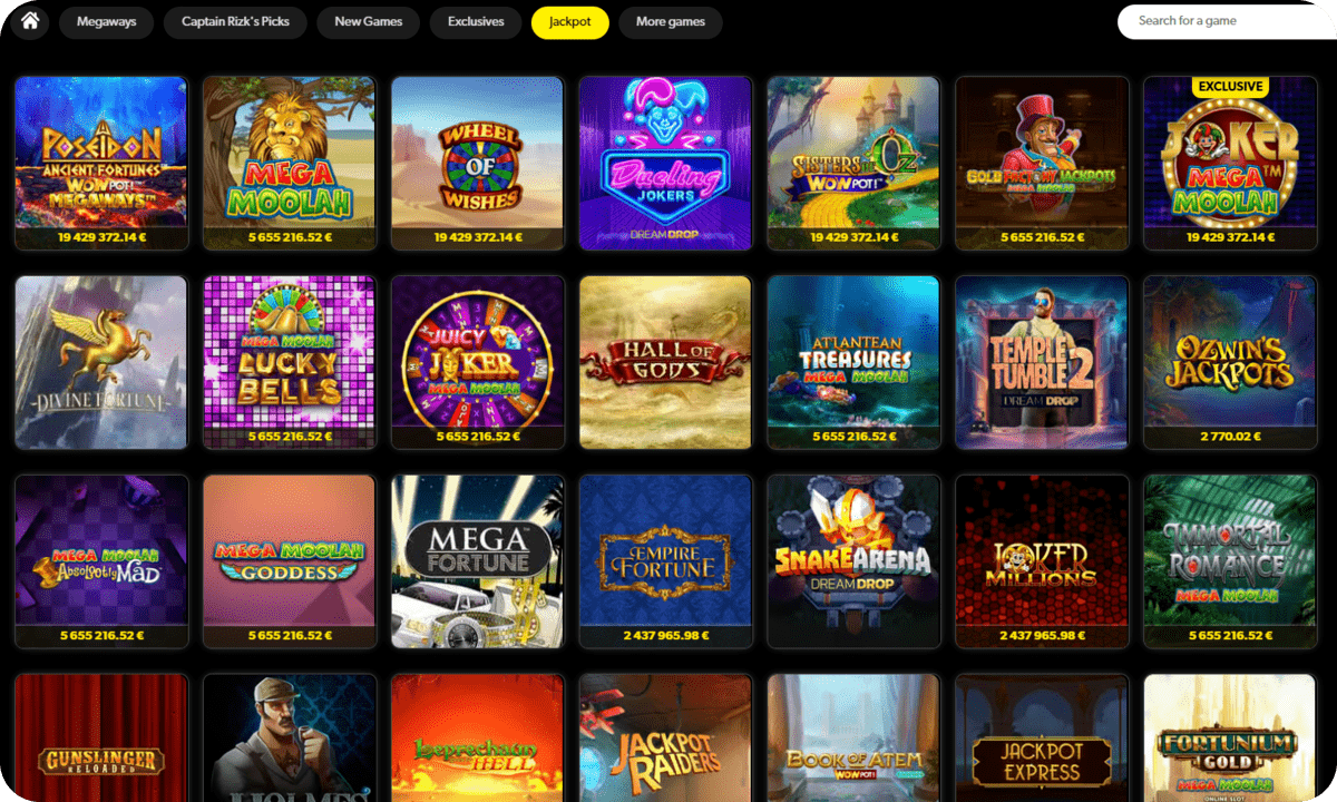 Rizk Casino Jackpot slots