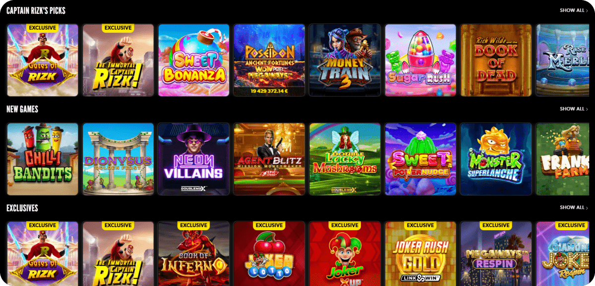 Rizk Casino Games