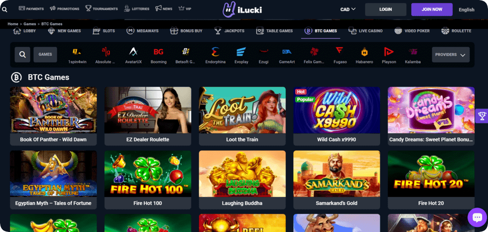 iLucki Casino BTC games