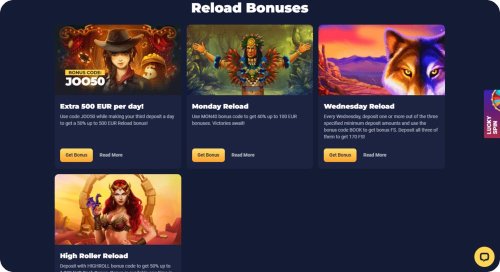 joo Casino reload bonuses